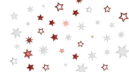 A digital illustration of red and white stars on a black background. The stars are arranged in a random pattern and create a minimalist and modern aesthetic.