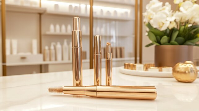 Elegant Spa Products on a Countertop