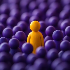Obraz premium Unique yellow figure among purple