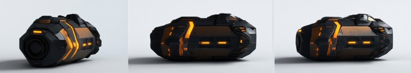 Futuristic device, 3D render, studio background, game asset