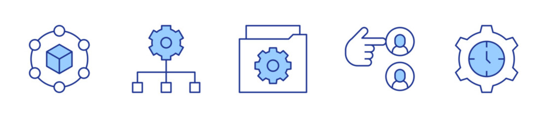 data management, supply chain, time management, folder, selection. Manager Icon vector illustration. Line Duotone style. Editable stroke