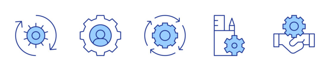 management, exchange, crm, human resources, running. Manager Icon vector illustration. Line Duotone style. Editable stroke