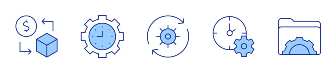 management, folder, setup, time management, sell. Manager Icon vector illustration. Line Duotone style. Editable stroke