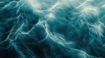 Obraz premium Abstract Teal Ocean Waves: A Serene Digital Art Piece