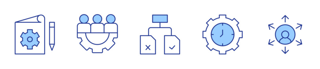 time management, content management, work, document management, outsourcing. Manager Icon vector illustration. Line Duotone style. Editable stroke