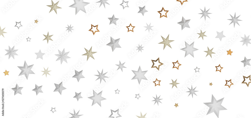 Aufkleber A dark background with scattered white and gold stars of different sizes, creating a whimsical and cosmic abstract pattern.