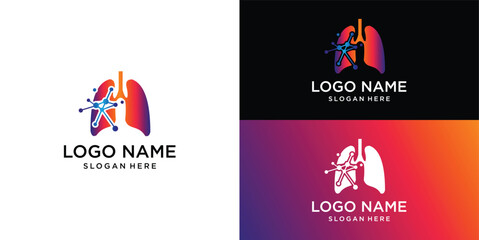 Lungs with Colorful logo vector, Health lungs logo designs template