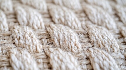 Fototapeta premium Close up view of woven beige fabric texture