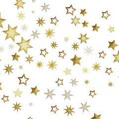 A beautiful background image with a scattering of golden stars on a black background.