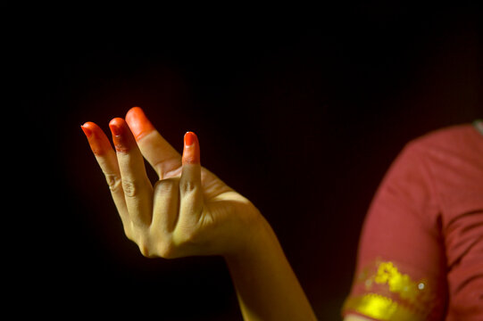 Single hand gesture or Mudra called Kangula from Indian Classical Dance form; Bharatnatyam. India.