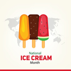 National Ice Cream Month. flat design. story design. flat illustration. simple and elegant	