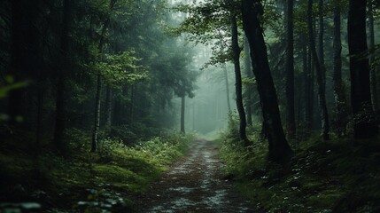 Fototapeta premium Misty forest path.