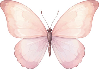 Watercolor butterfly sticker, pastel colors, cartoon illustration