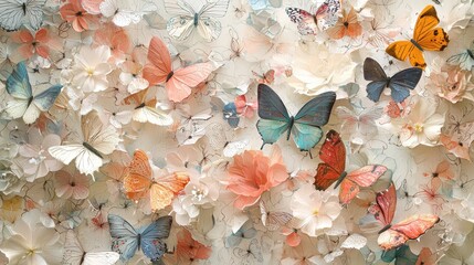 A Serene Tapestry of Butterflies and Blossoms