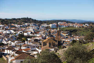 A view over the town of Cortegana from the castle, province of Huelva, Andalusia, Spain.