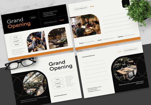 Orange And Black Restaurant Postcard