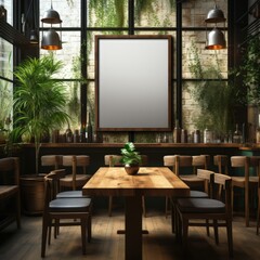 Blank Poster Mockup in a Trendy Cafe Space for Advertising Concepts