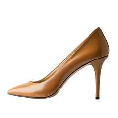 Obraz premium Tan Leather Pointed-Toe High Heels isolated on transparent background