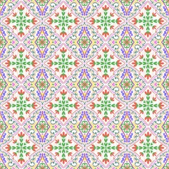  Vintage Botanical Symmetry Ikat seamless pattern Design
