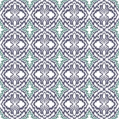  Vintage Botanical Symmetry Ikat seamless pattern Design
