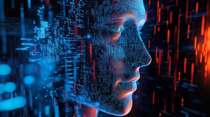 Illustration of a machine learning process featuring artificial intelligence, deep data mining, and machine learning as components of modern computer technology concepts, portrayed in a 3D rendering