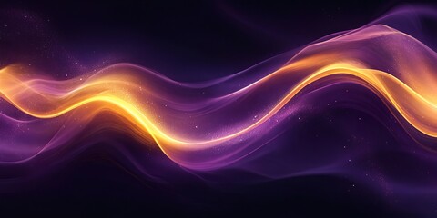 Abstract flowing light trails in purple, yellow and green, design element, stock photo, digital art