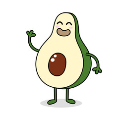 Funny happy cute happy smiling avocado vector design