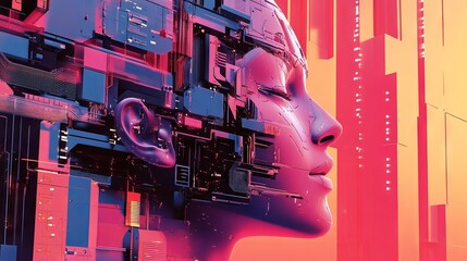 Illustration of a machine learning process featuring artificial intelligence, deep data mining, and machine learning as components of modern computer technology concepts, portrayed in a 3D rendering