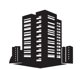 Obraz premium Building icon, logo isolated on white background. Skyscraper, office center, high-rise buildings
