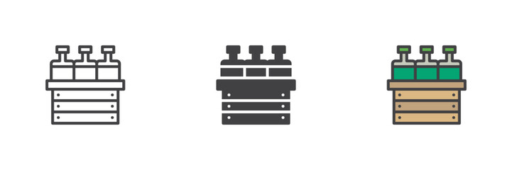 Beer crate different style icon set