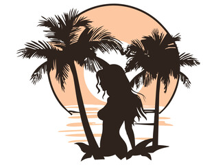 silhouette of a woman on the beach