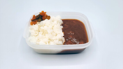 シンプルなカレーライス弁当・子供用ランチボックス／Simple curry rice bento/kids' lunch box／심플한 카레라이스 도시락・어린이용 런치 박스