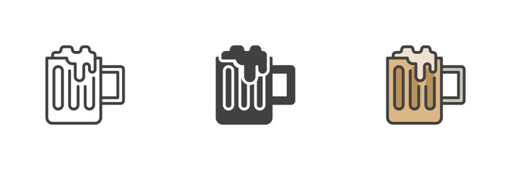 The beer mug different style icon set