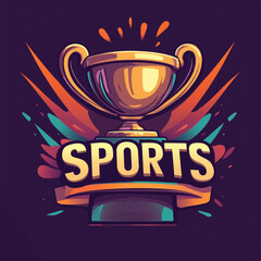 Playful sports logo with a stylized trophy and dynamic swooshes for energetic branding