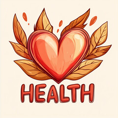 Obraz premium Playful health and wellness logo with a stylized heart and leaf symbolizing vitality and nature