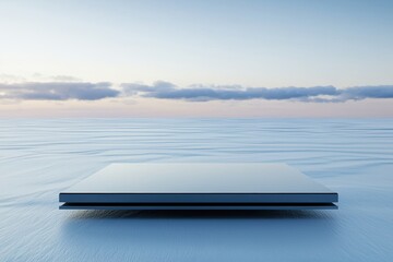 Futuristic floating solar farms, AI-enhanced marine energy production, next-gen sustainable business