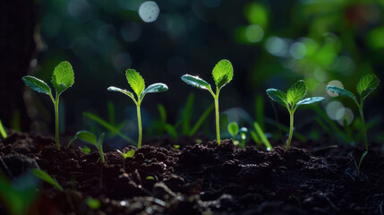 Fototapeta premium The growth sequence of seedlings from seedlings to young trees is suitable for scenes such as nature education, environmental protection propaganda, plant growth themes, Arbor Day, etc. 