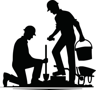 recommend clip art: Construction worker silhouette vector ilustration