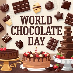 World Chocolate Day Background Wallpaper Featuring Delicious Chocolate Treats, Cocoa, and Sweet Designs to Celebrate the Joy of Chocolate