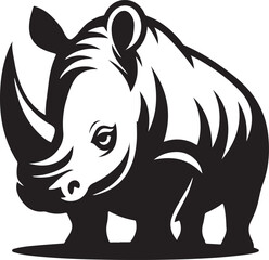 Silhouette vector EPS of a rhinoceros with a strong, robust stance. Ideal for wildlife logos, zoo designs, nature conservation themes, and animal-related branding.