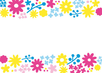 花のフレーム。結婚式やお祝いでのテンプレート素材。