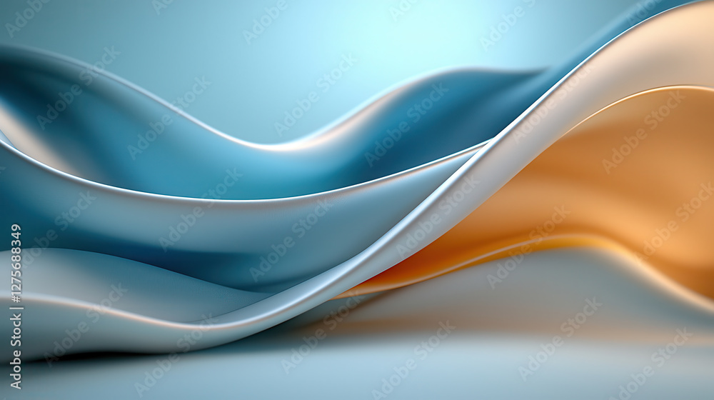 Poster high definition 3D wave simulation with precise geometric shapes in blue and orange hues creates dynamic and fluid visual effect