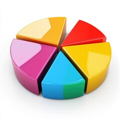 Obraz premium Vibrant 3D Pie Chart with Floating Sections in High Contrast Colors