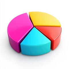 Obraz premium Vibrant 3D Floating Pie Chart with High Contrast Colors
