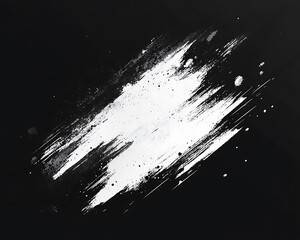 White brushstroke, black background, design element