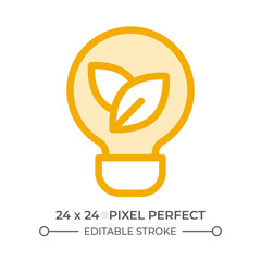 Lightbulb with leaves inside duotone color ui icon. Clean electrical power usage. Renewable energy sources benefits. Isolated vector illustration. Web design user interface element, pixel perfect