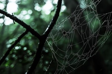 A close-up photograph of the Common Garden Spider, Araneus diadematus, and its web