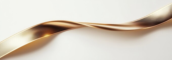 Obraz premium The design of the curled golden ribbon banner, which includes a gold border, features an arc that moves up and down, and the ends of the banner are wavy