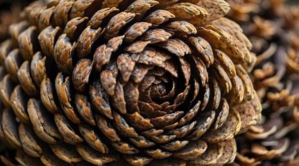 A close-up photo of a detailed pinecone, showcasing its intricate patterns and textures, evoking a sense of nature's beauty and the seasonal charm of autumn