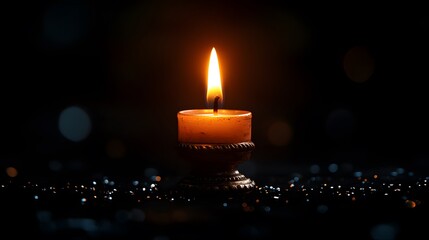 Warm Candlelight with Bokeh Background in a Dark Ambiance tranquility, remembrance, and meditation